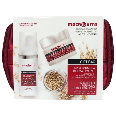 Macrovita Gift Bag Advanced Formula Global Youth Booster for all Skin Types 30ml & Maxi Formula Day Cream for Dry Skin 30ml