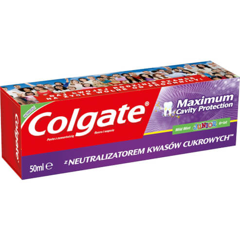 Colgate Maximum Cavity Protection Junior Осигурява максимална защита на зъбите от кариес 50ml