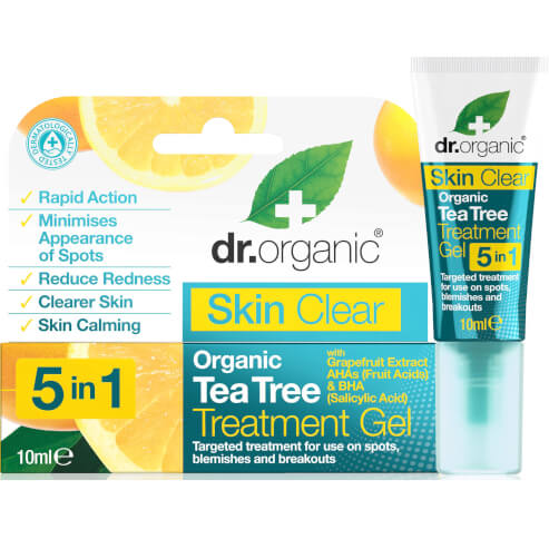 Dr Organic Skin Clear Organic Tea Tree Treatment Gel 5 in 1, Третира петна и черни точки 10ml