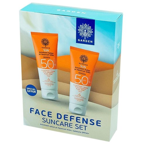 Garden PROMO PACK Face Defense Sun Face Cream Spf50+ with Organic Aloe Vera 2x50ml