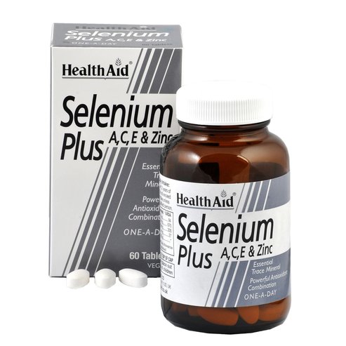 Health Aid Selenium Plus (Витамини A, C, E & Цинк) Защита на тъканите и  клетките от окисление  60 таблетки