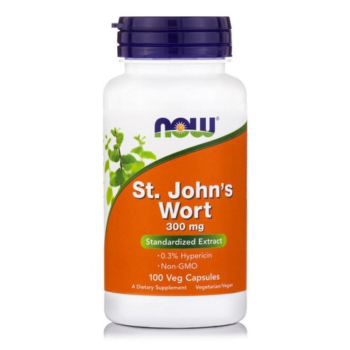 Now Foods St. John\'s Wort 300mg Хранителна добавка за балсамова трева с успокояващи и успокояващи свойства 100veg.caps