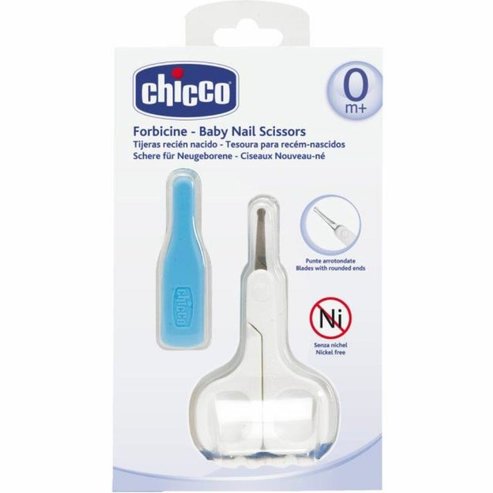 Chicco Ножици с безопастни накрайници със светло син калъф