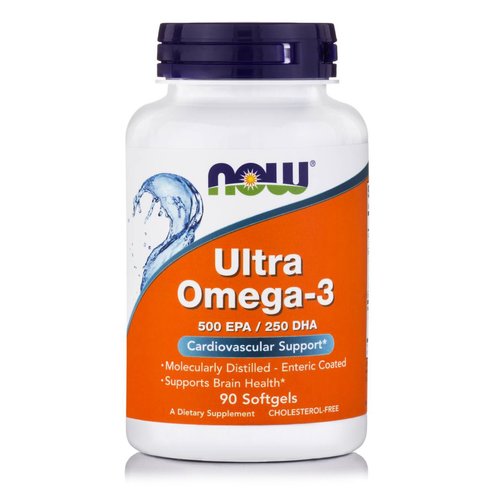 Now Foods Ultra Omega-3 (500 EPA / 250 DHA) Омега-3 мастни киселини Диетична добавка в концентрация 75%, 90 Softgels
