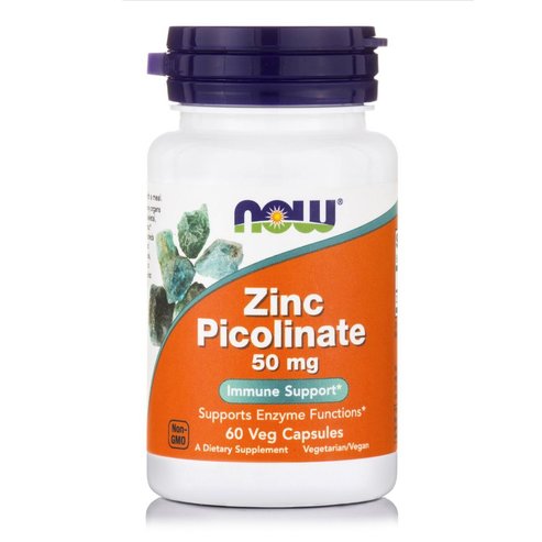 Now Foods Zinc Picolinate 50mg Хранителна добавка, цинк в най -абсорбиращата се форма 60veg.caps