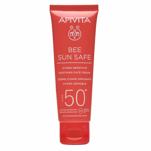 Apivita Bee Sun Safe Hydra чувствителен успокояващ крем за лице с лайка и прополис Spf50 + лека текстура 50ml