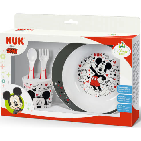 Nuk Disney Mickey Образователен комплект за храна 6 м + Включва купа за храна, чаши, лъжица и вилица